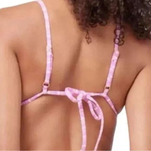 L*Space Brittany Triangle Bikini Top in Electric Pique Stripe Size Medium NWT - Picture 5 of 6